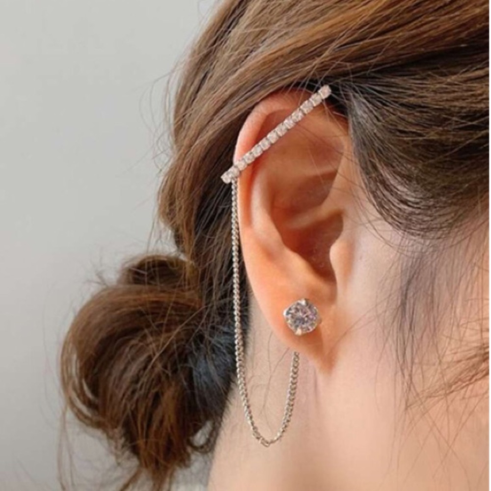 Earring Jacket Chain & Stud Set